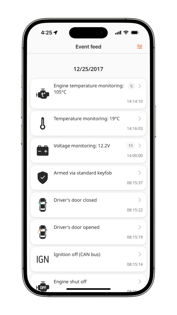 historico de eventos app igla author connect